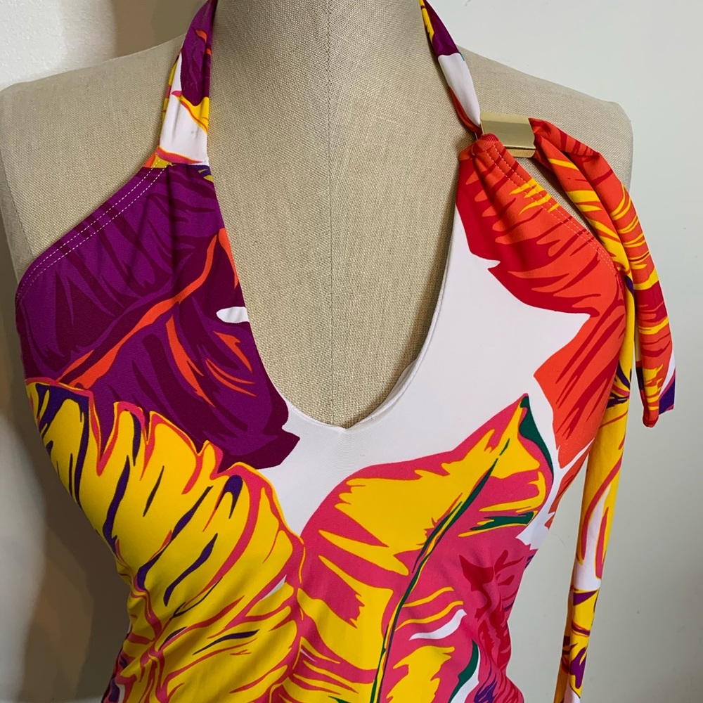 Jantzen Colorful Tropical Print Tankini Top Sz - Picture 2 of 7
